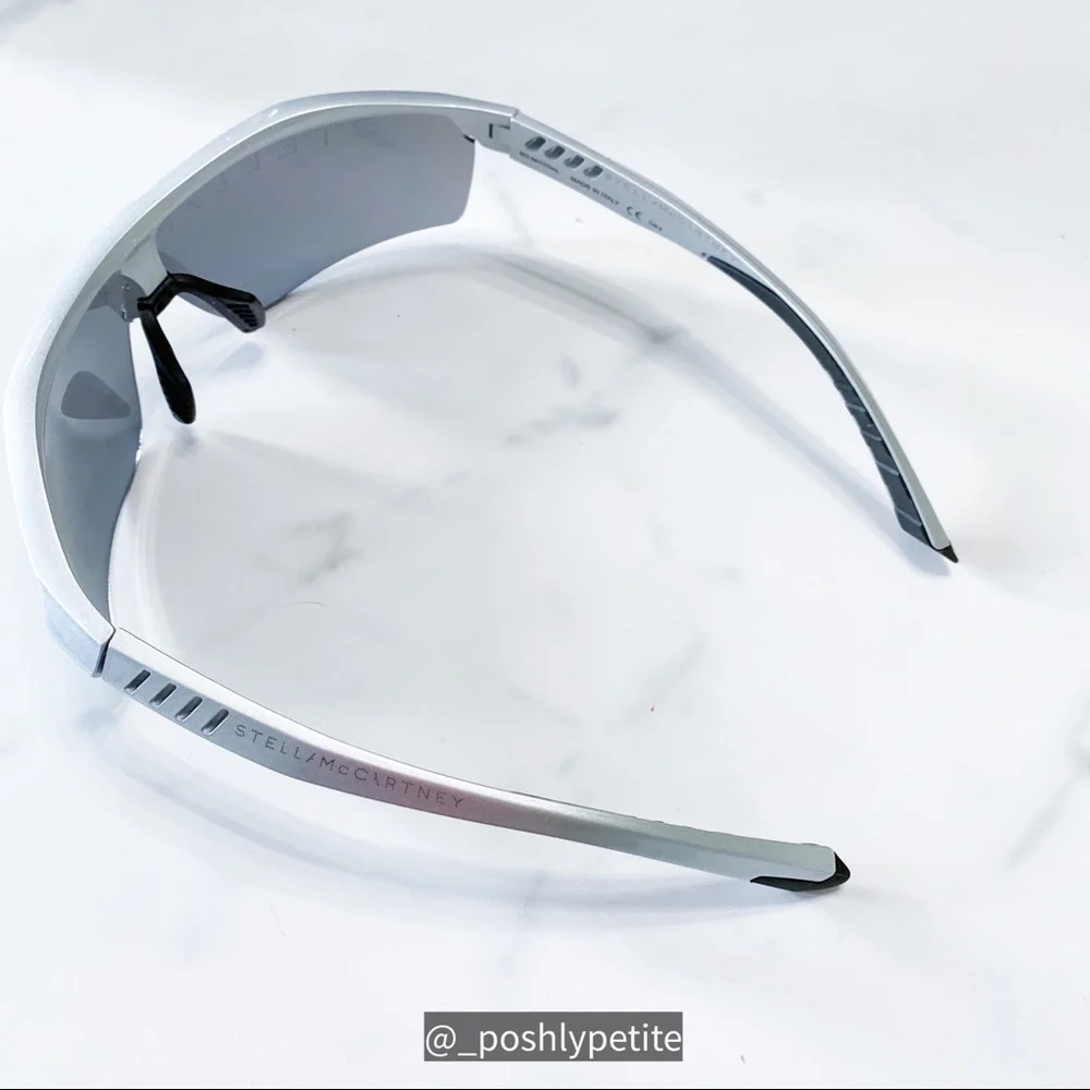 Stella McCartney sports mirror shield metallic silver sunglasses - Picture 6 of 15
